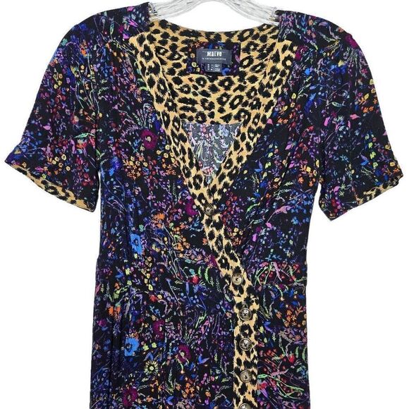 Maeve by Anthropologie Morgan Floral Leopard Wrap Midi Dress Size 2 - Picture 4 of 12
